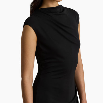 Polo Ralph Lauren Women's Pleated Jersey Boatneck Midi Dress Black