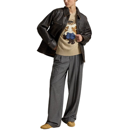 Polo Ralph Lauren Women's Winter Polo Bear Crewneck Sweater Tan Multi