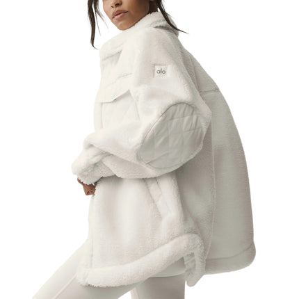alo Women's Sherpa Edge Shacket Ivory