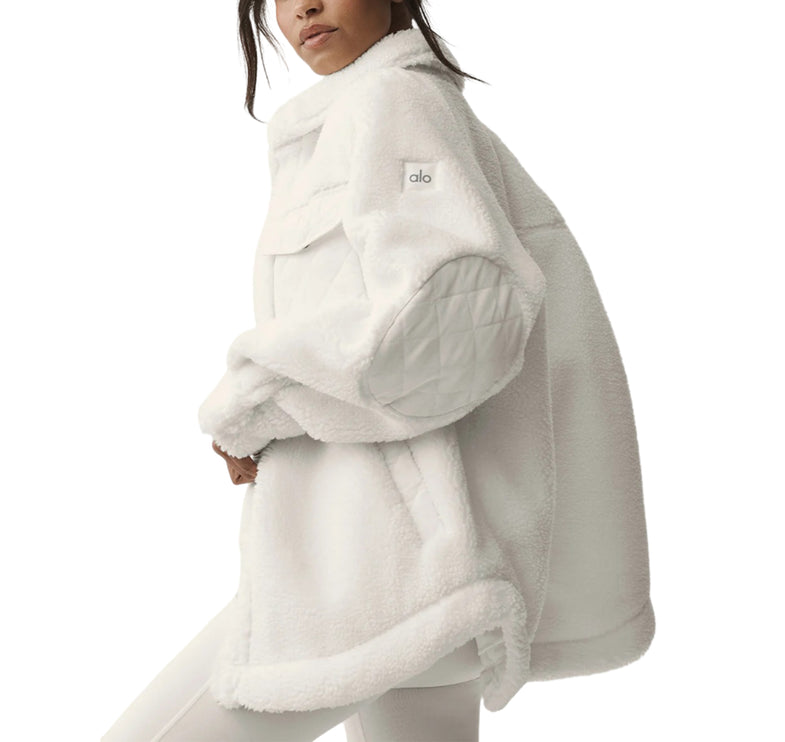 alo Women's Sherpa Edge Shacket Ivory