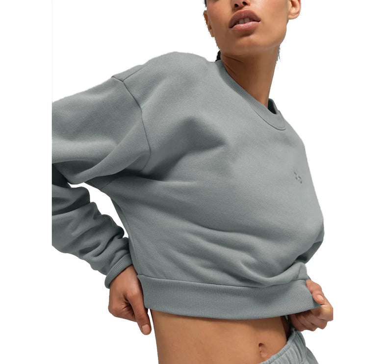 alo Women's Cropped Accolade Crewneck Lunar Grey