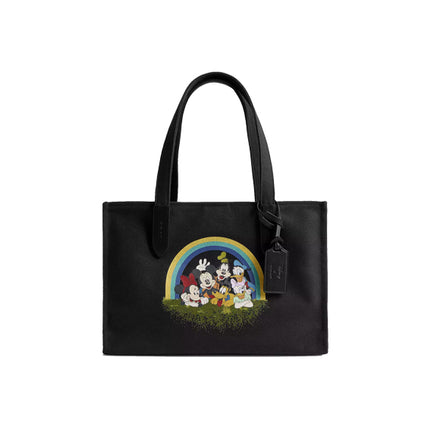 Coach Women's Disney X Coach Tote 30 In 100 Percent Recycled Canvas With Mickey Mouse And Friends Silver/Black