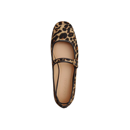 Coach Women's C Rivet Mary Jane With Leopard Print Tan/Black