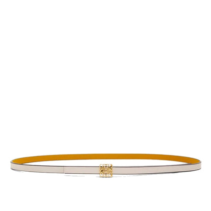 Loewe Women's Reversible Anagram Cube Belt in Smooth Calfskin Soft White/Sunflower/Gold