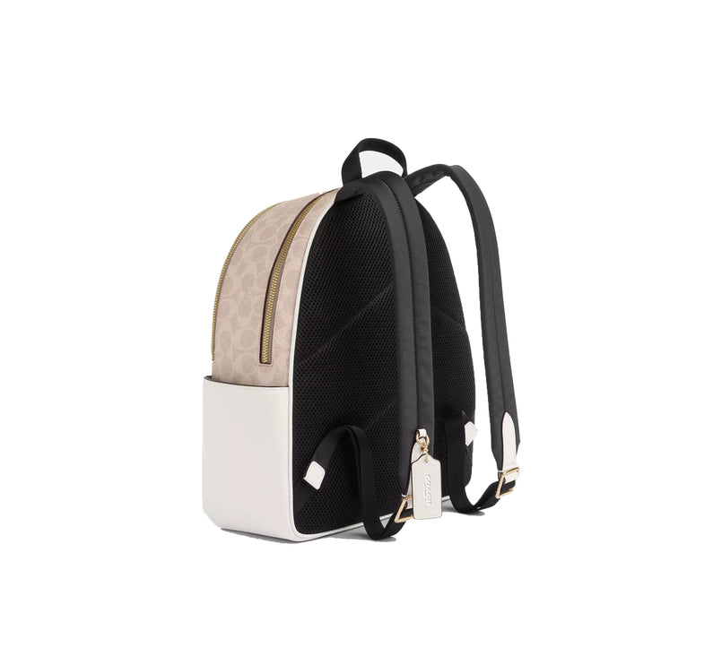 Coach Women's Court Backpack In Signature Canvas Gold/Sand/Chalk