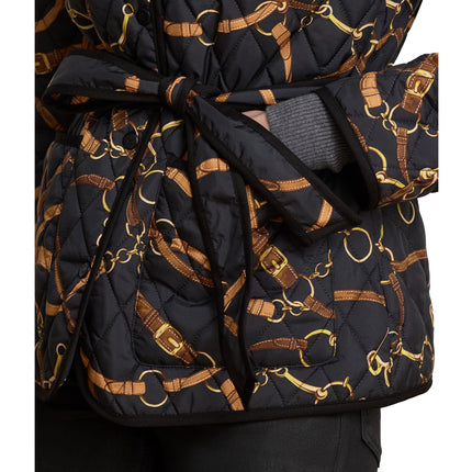 Polo Ralph Lauren Women's Belting-Print Quilted Mockneck Jacket Black