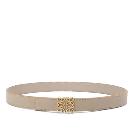 Loewe Women's Reversible Anagram Belt in Supple Grained Calfskin Clay/Gold