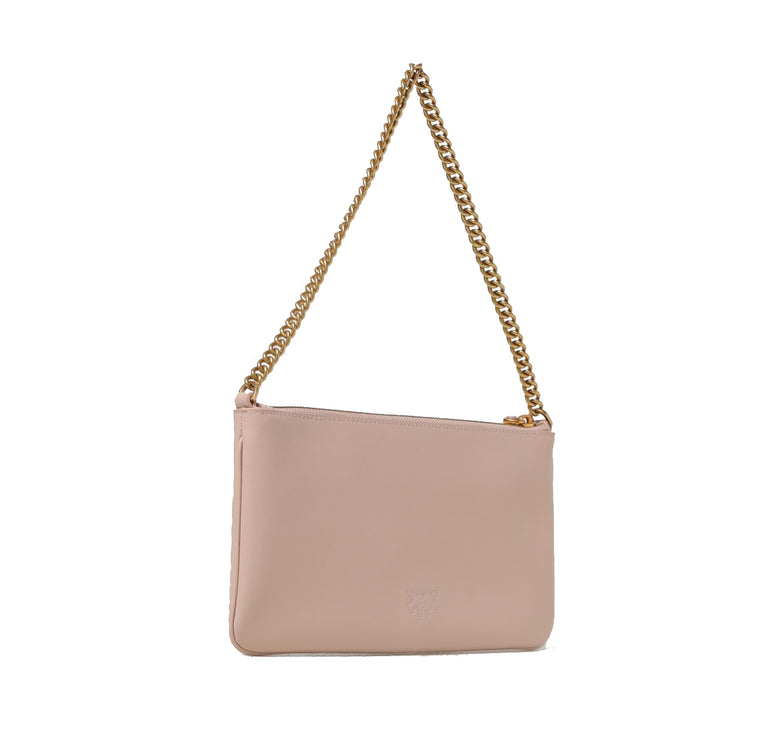 Pinko Women's Horizontal Flat Bag in Leather Dusty Pink