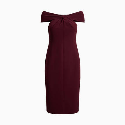 Polo Ralph Lauren Women's Twist-Front Crepe Cocktail Dress Dark Garnet