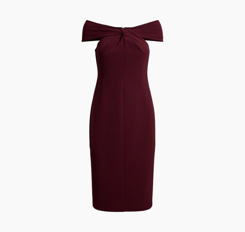 Polo Ralph Lauren Women's Twist-Front Crepe Cocktail Dress Dark Garnet