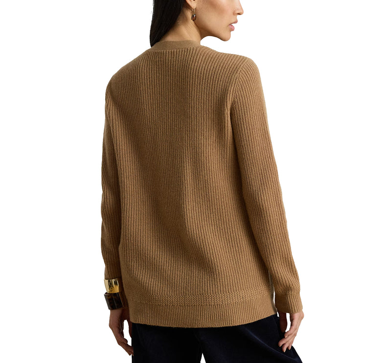 Polo Ralph Lauren Women's Rib-Knit Wool-Cashmere Cardigan Lauren Camel