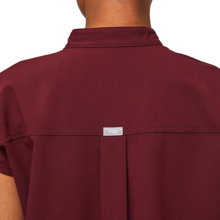 FIGS Women's Rafaela Oversized Scrub Top Burgundy
