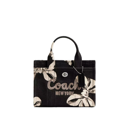 Coach Women's Cargo Tote Bag 20 With Bow Print Silver/Black