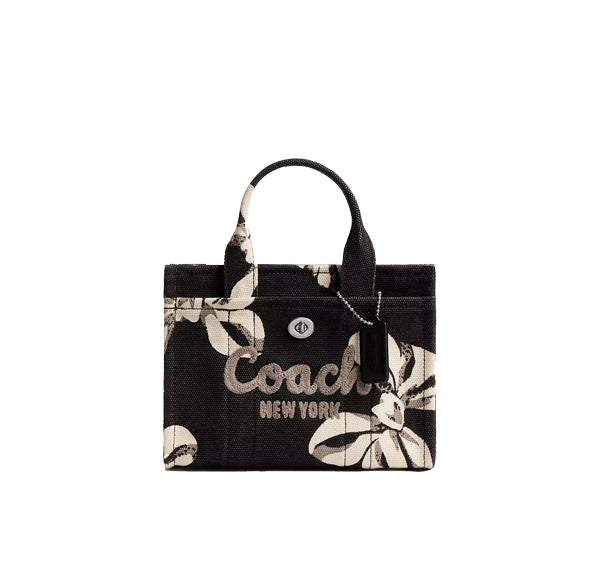 Coach Women's Cargo Tote Bag 20 With Bow Print Silver/Black