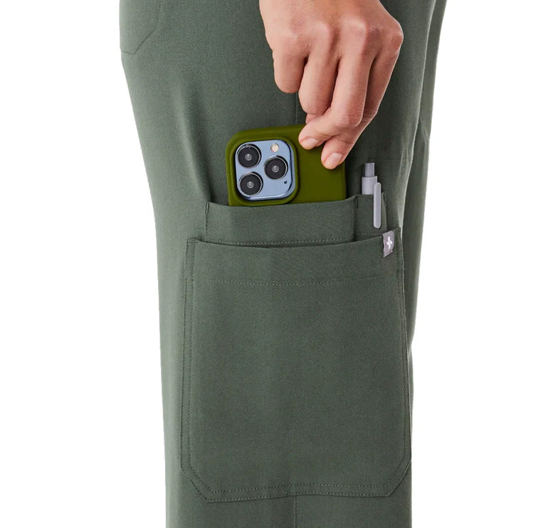 FIGS Women's High Waisted Isabel Wide Leg Scrub Pants Moss