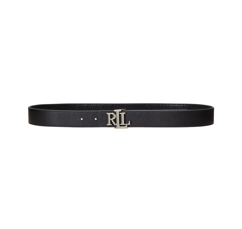 Polo Ralph Lauren Women's Logo Reversible Lizard Embossed Belt Black