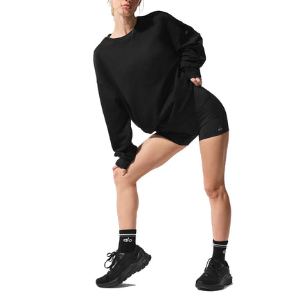 alo Women's Chill Crew Neck Pullover Black