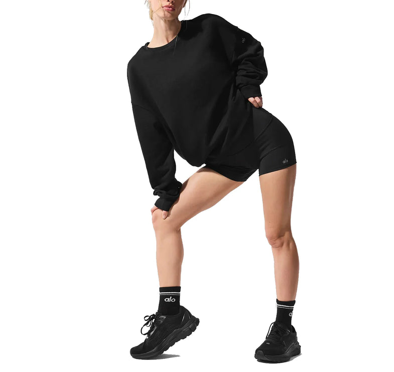 alo Women's Chill Crew Neck Pullover Black