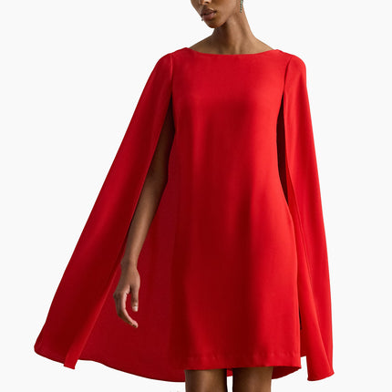 Polo Ralph Lauren Women's Cape Georgette Cocktail Dress Cruise Red