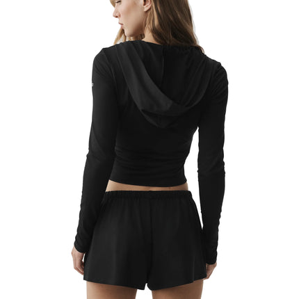 alo Women's Alosoft Finesse Full Zip Fitted Hoodie Black