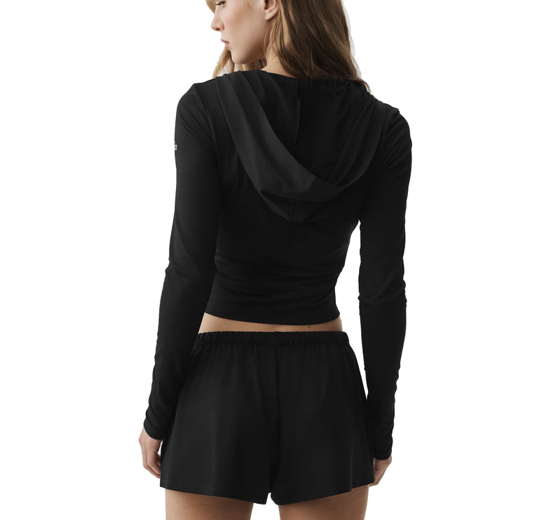 alo Women's Alosoft Finesse Full Zip Fitted Hoodie Black