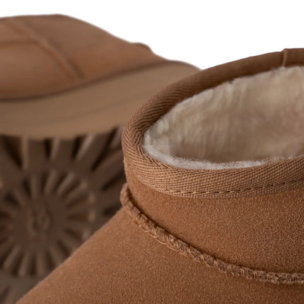 UGG Classic Ultra Mini Platform kadın botu, kahverengi (chestnut) süet