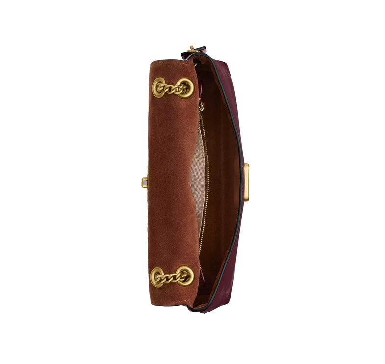 Coach Women's Chelsea Shoulder Bag 26 With Chain Brass/Dark Cherry