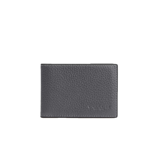 Coach Men's Compact Billfold Wallet Gunmetal/Industrial Grey