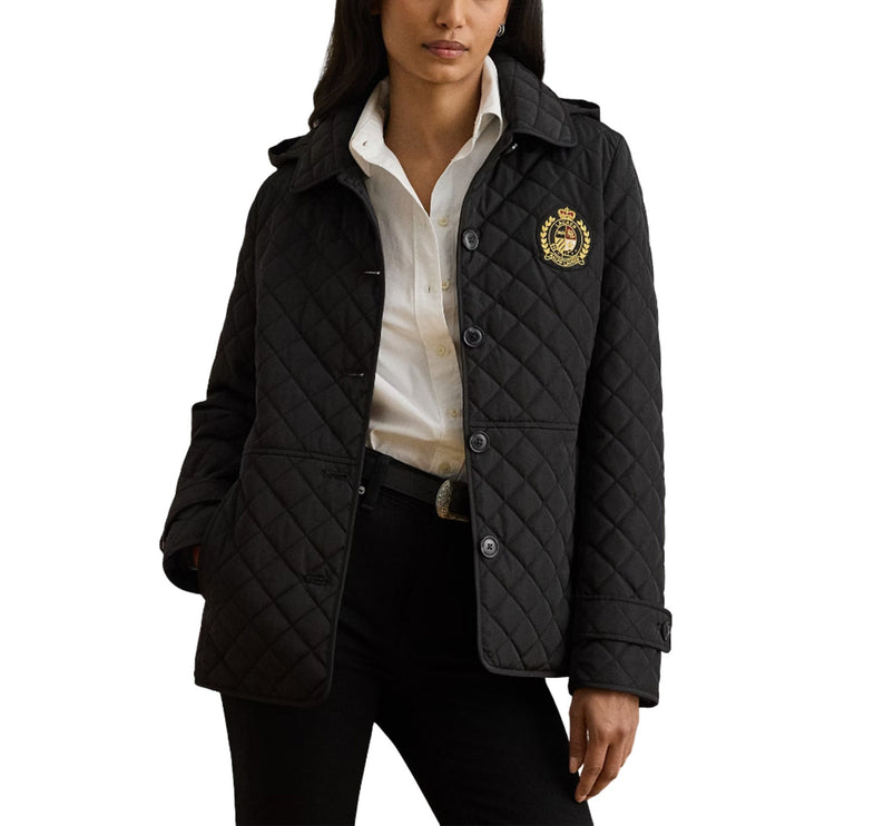 Polo Ralph Lauren Women's Crest-Patch Quilted Hooded Jacket Black