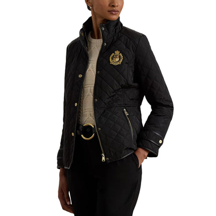 Polo Ralph Lauren Women's Crest-Patch Quilted Funnelneck Jacket Black