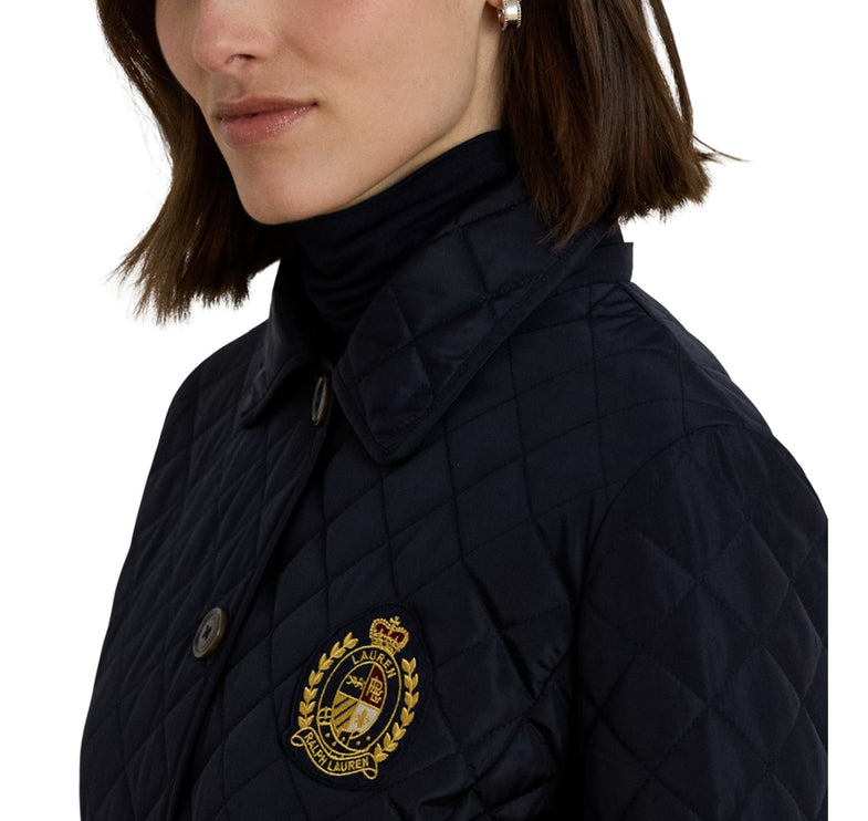 Polo Ralph Lauren Women's Crest-Patch Quilted Hooded Jacket Dark Navy