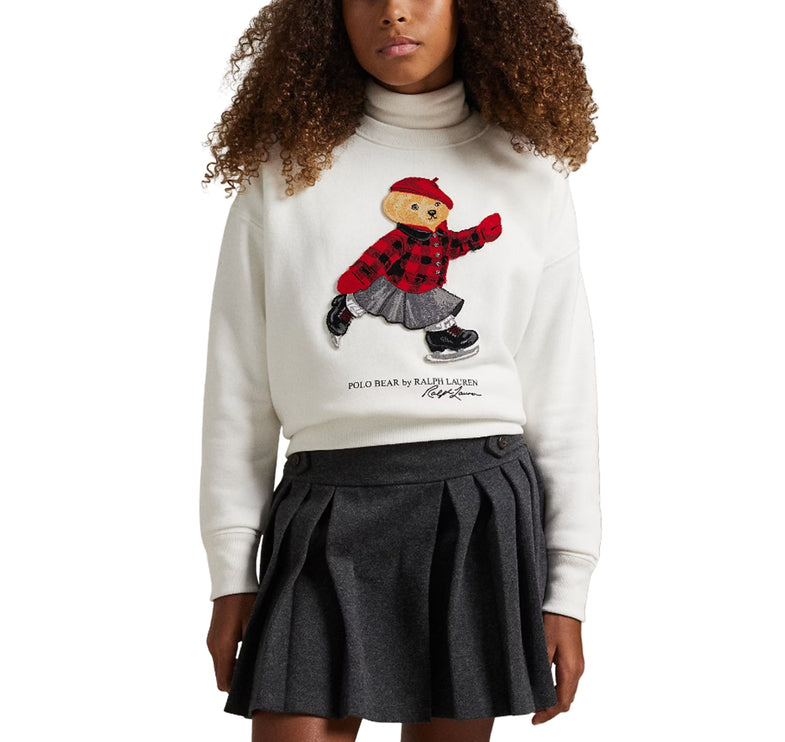 Polo Ralph Lauren Girl's Polo Bear Fleece Boxy Sweatshirt Trophy Cream