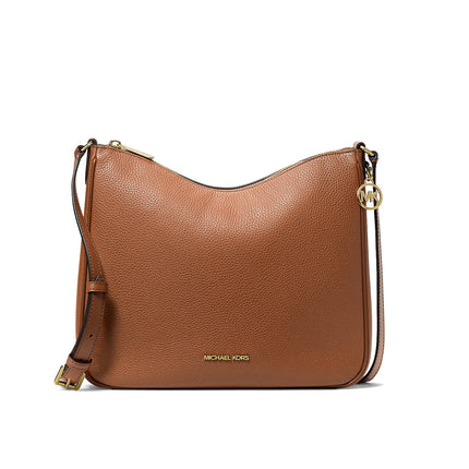 Michael Kors Women's Nayla Medium Pebbled Leather Messenger Bag Luggage