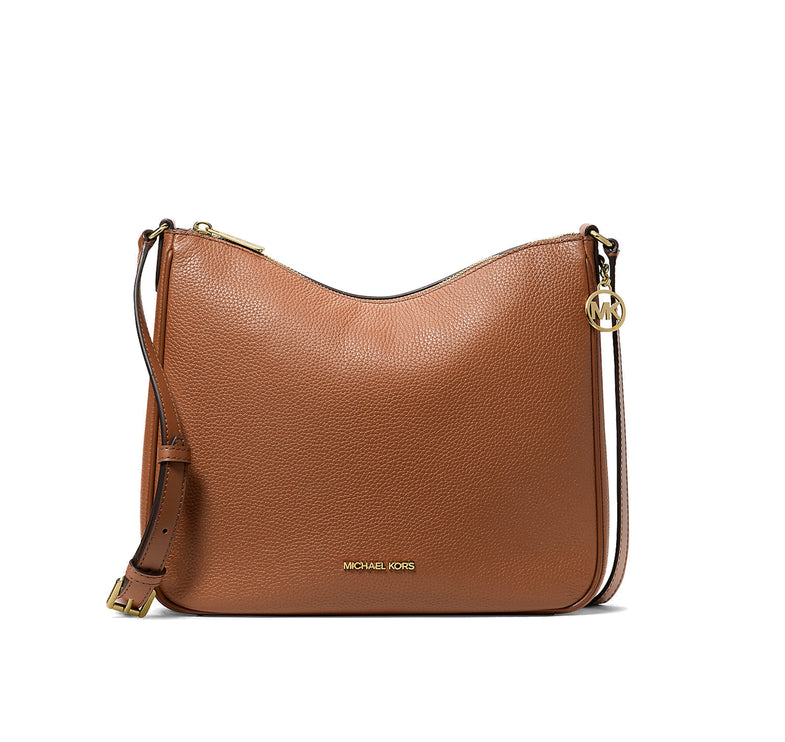 Michael Kors Women's Nayla Medium Pebbled Leather Messenger Bag Luggage