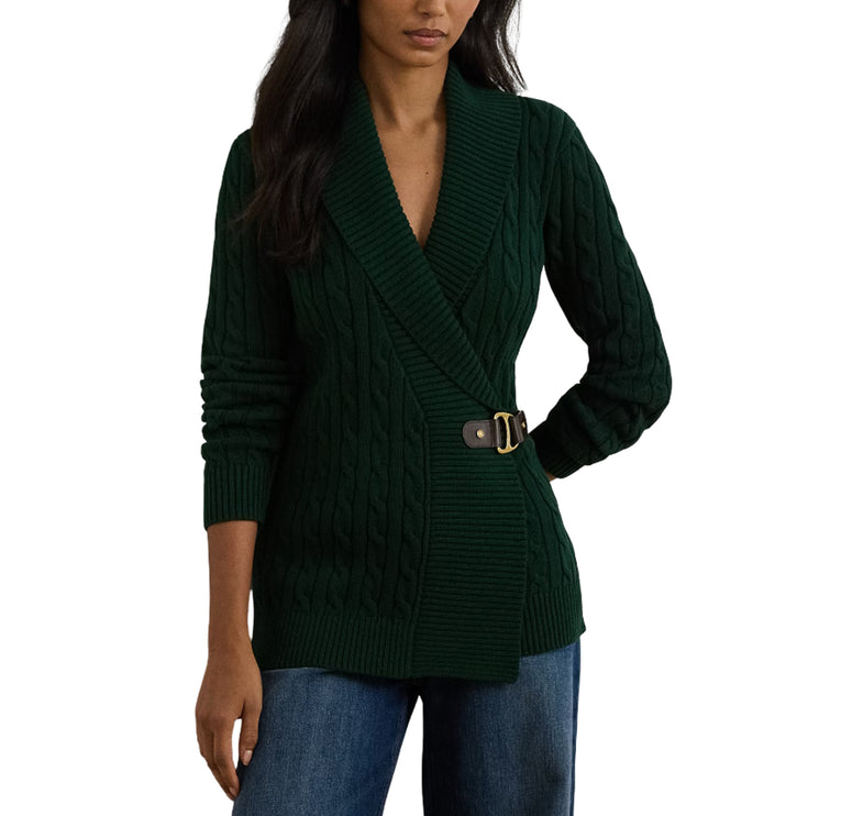 Polo Ralph Lauren Women's Buckle-Trim Cotton Sweater Deep Pine