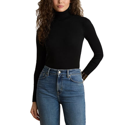 Polo Ralph Lauren Women's Cotton-Blend Ribbed Turtleneck Black