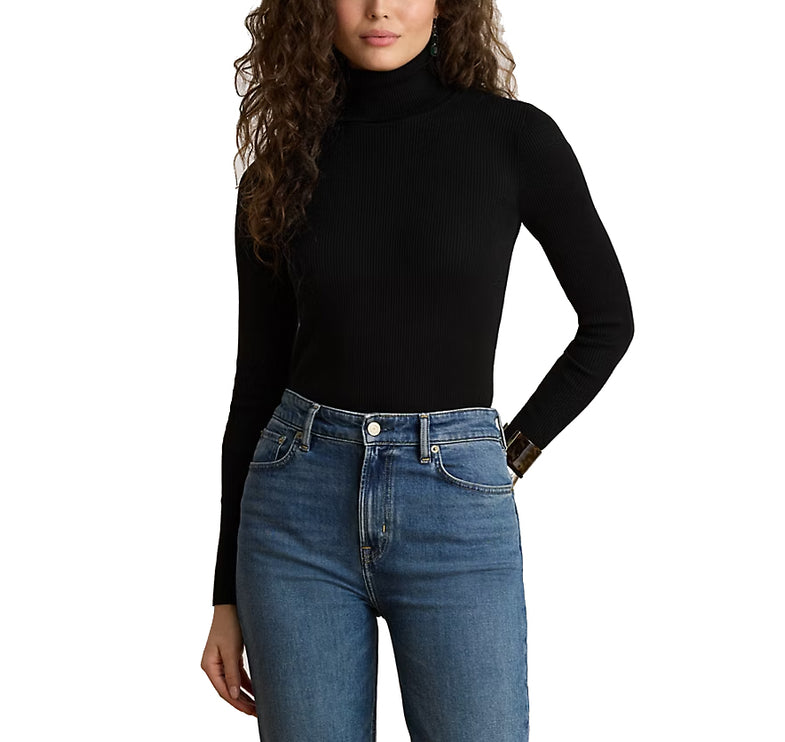 Polo Ralph Lauren Women's Cotton-Blend Ribbed Turtleneck Black