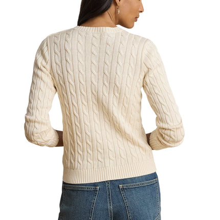 Polo Ralph Lauren Women's Button-Trim Cable-Knit Sweater Mascarpone Cream