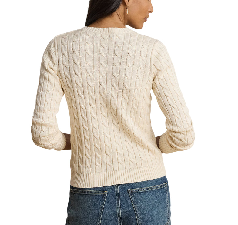 Polo Ralph Lauren Women's Button-Trim Cable-Knit Sweater Mascarpone Cream