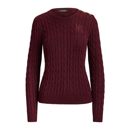 Polo Ralph Lauren Women's Button-Trim Cable-Knit Sweater Dark Garnet