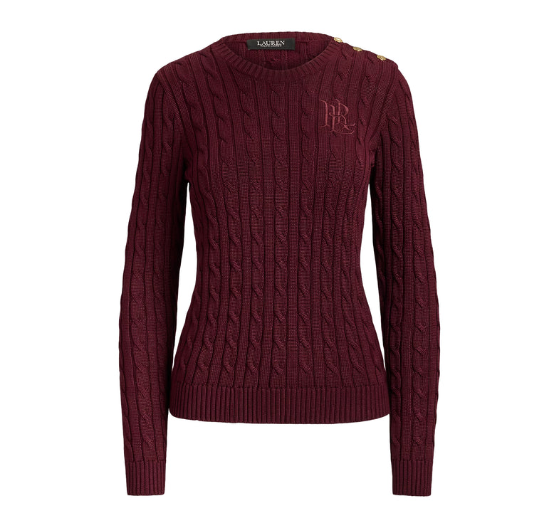 Polo Ralph Lauren Women's Button-Trim Cable-Knit Sweater Dark Garnet