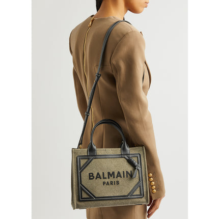 Balmain Women's B-Army Small Canvas Tote Bag Green