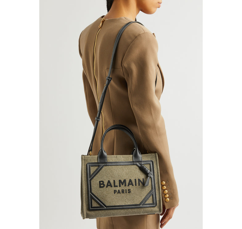 Balmain Women's B-Army Small Canvas Tote Bag Green