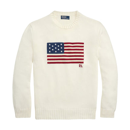 Polo Ralph Lauren Unisex The Iconic Flag Sweater Deckwash White