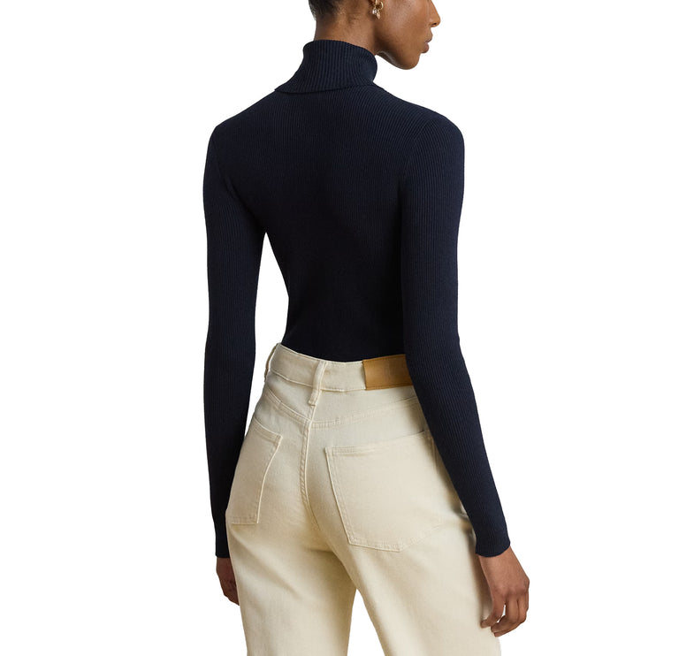 Polo Ralph Lauren Women's Cotton-Blend Ribbed Turtleneck Lauren Navy
