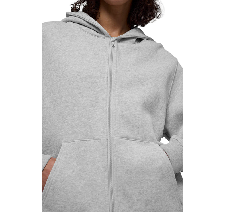 alo Women's Renown Heavy Weight Full Zip Hoodie Athletic Heather Grey