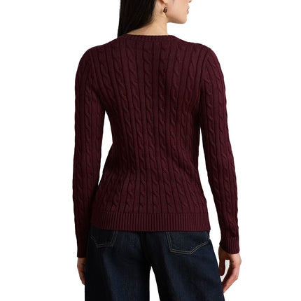 Polo Ralph Lauren Women's Button-Trim Cable-Knit Sweater Dark Garnet
