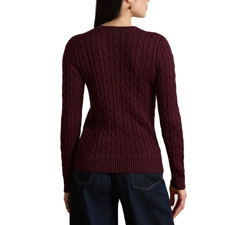 Polo Ralph Lauren Women's Button-Trim Cable-Knit Sweater Dark Garnet