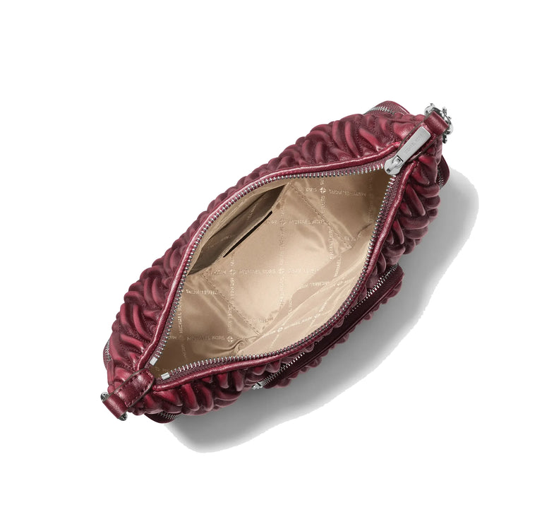 Michael Kors Women's Merritt Small Matelassé Convertible Shoulder Bag Maroon