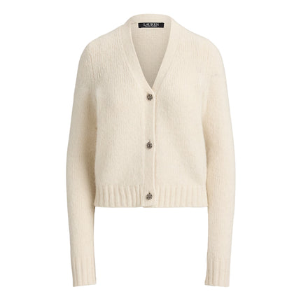 Polo Ralph Lauren Women's Wool-Blend Cropped V-Neck Cardigan Mascarpone Cream